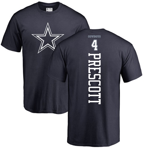 Men Dallas Cowboys Navy Blue Dak Prescott Backer #4 Nike NFL T Shirt->dallas cowboys->NFL Jersey